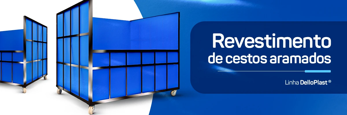 Revestimento azul em Poliondas aplicado a cestos aramados