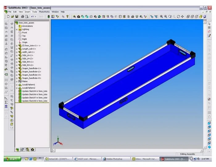 Projeto de embalagem técnica desenvolvido em SolidWorks