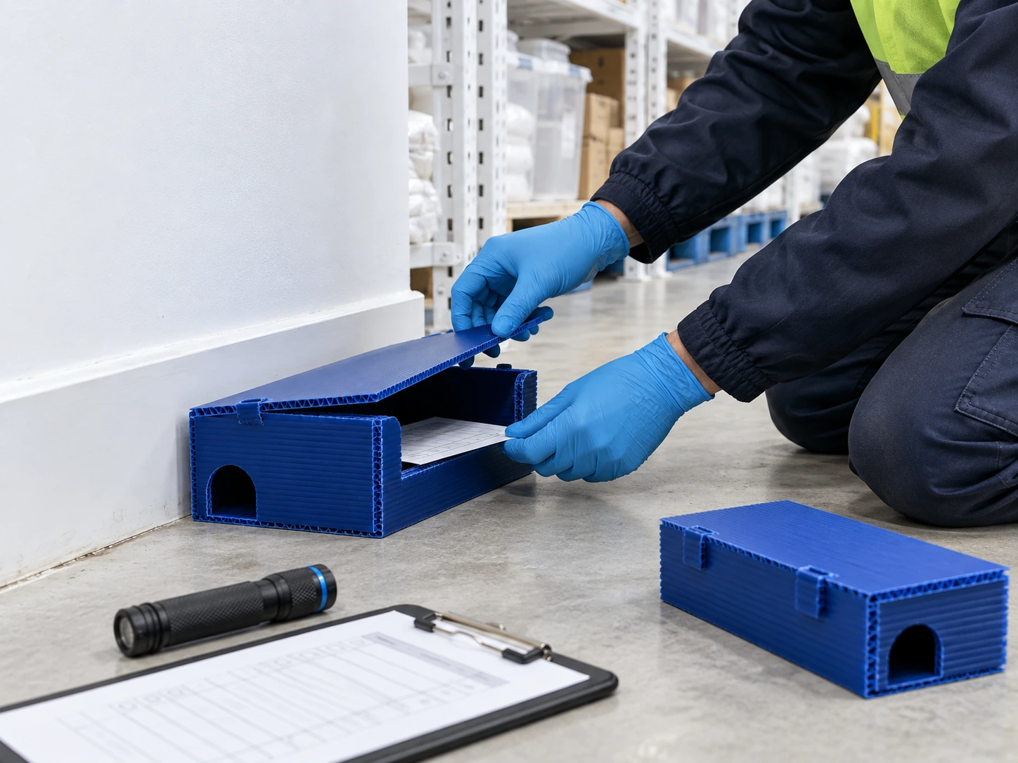 Técnico inspecionando uma estação de monitoramento em PP Corrugado PoliDello®